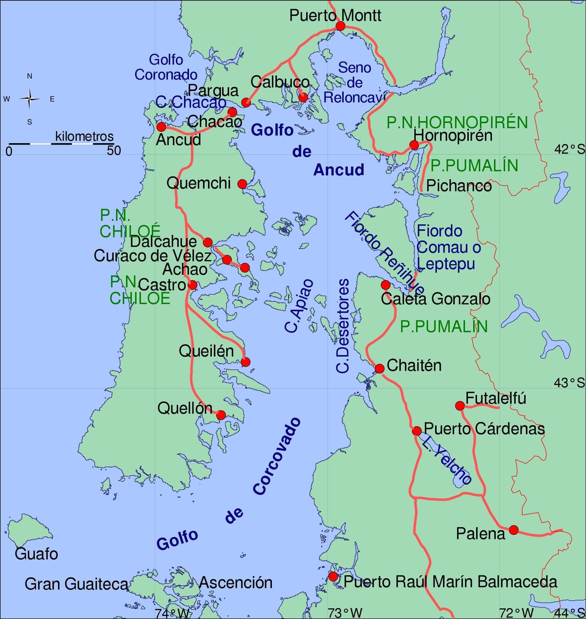 வரைபடம் chiloe சிலி