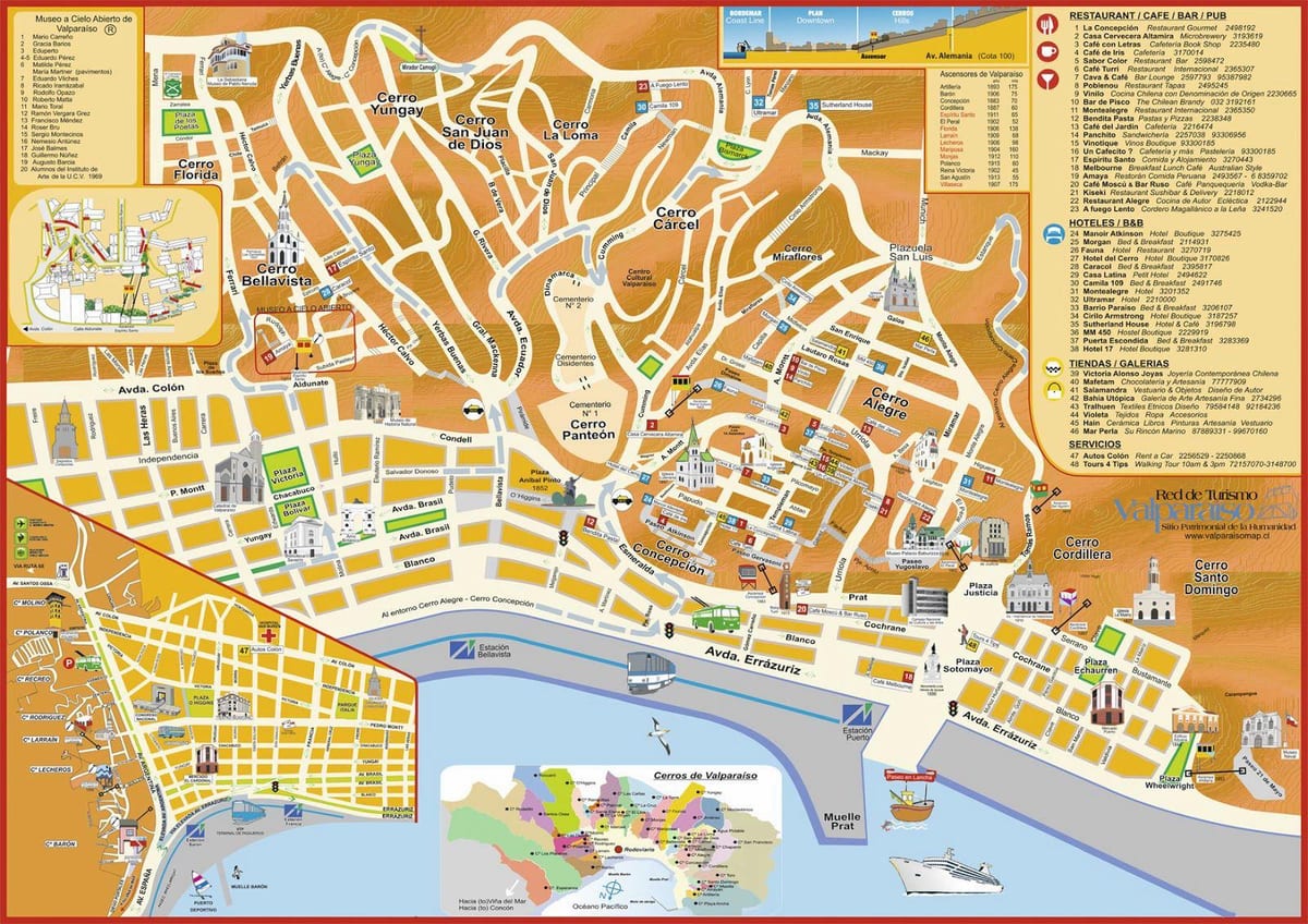 சுற்றுலா வரைபடத்தில் valparaiso சிலி